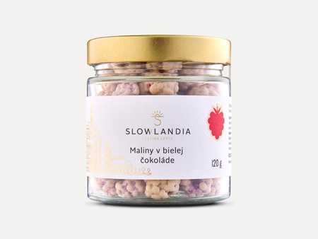 Maliny w białej czekoladzie 120g SLOWLANDIA